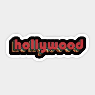 Hollywood - Retro Rainbow Typography Style 70s Sticker